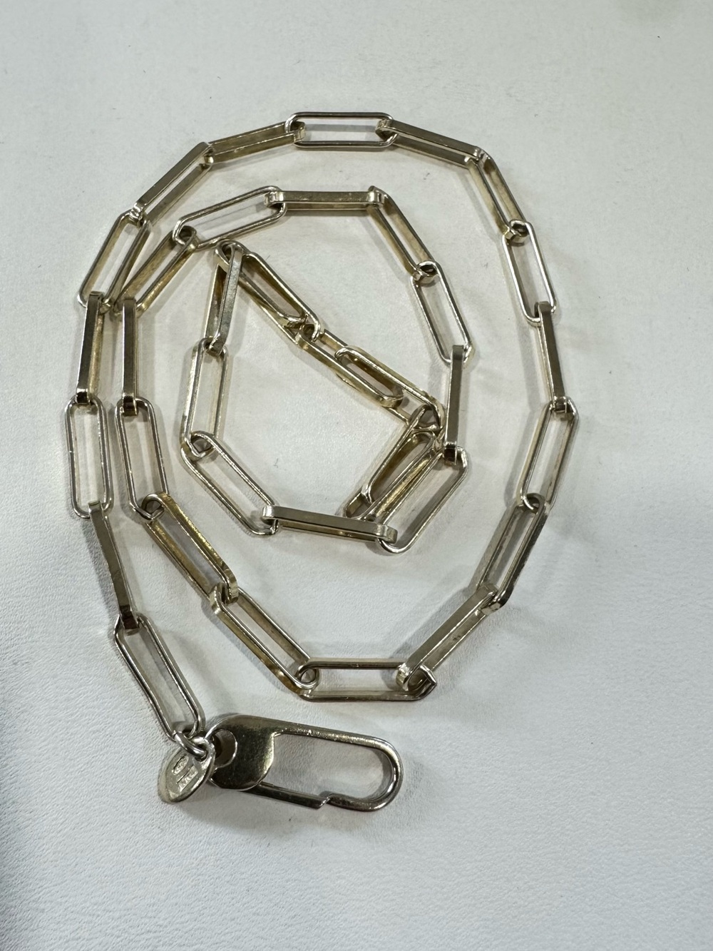 Italian 925 Sterling Silver Gold Over Paperclip Chain Necklace 19”